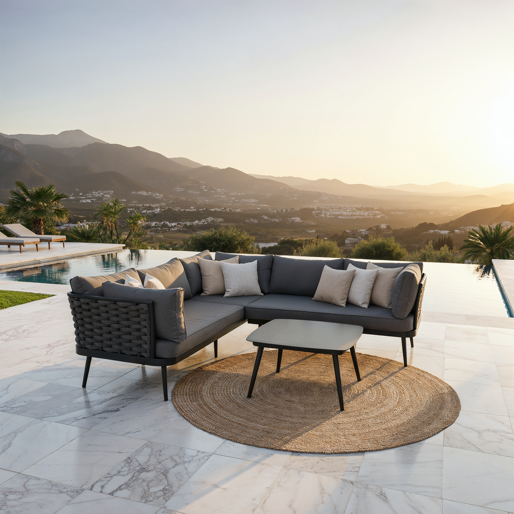 NAROŻNIK OGRODOWY ZE STOLIKIEM PIROS