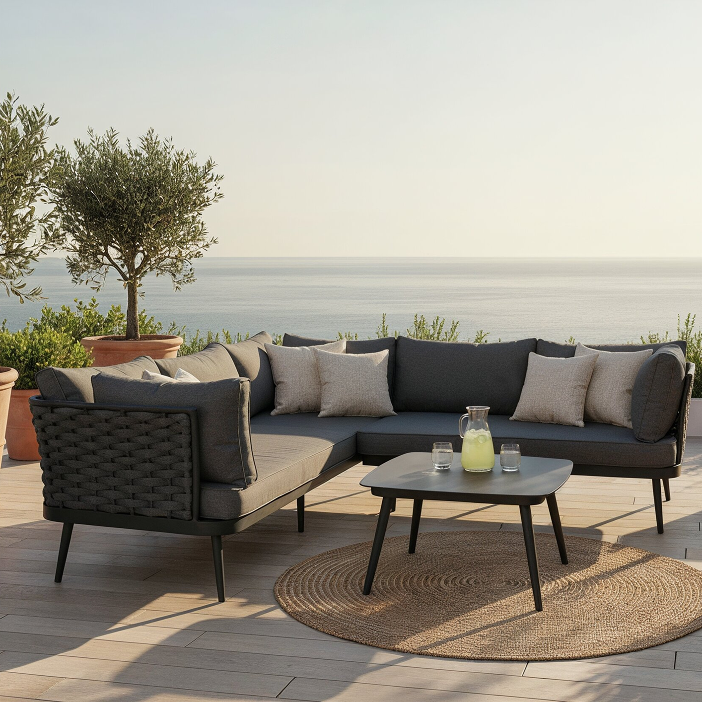 NAROŻNIK OGRODOWY ZE STOLIKIEM PIROS